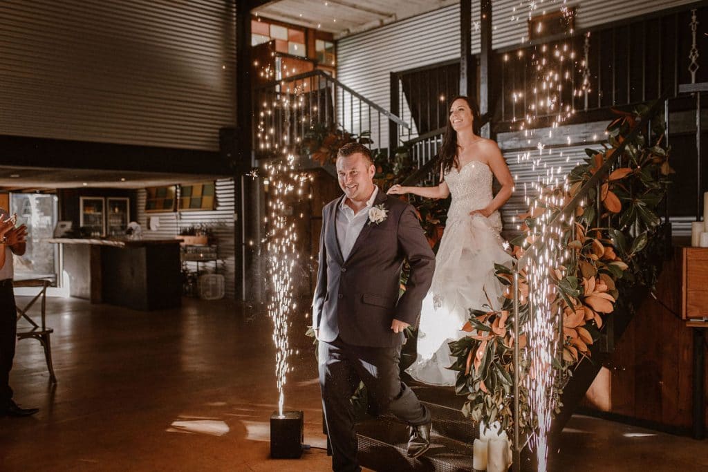 Narrows landing bride groom entering reception pironiga deck sparkular hire