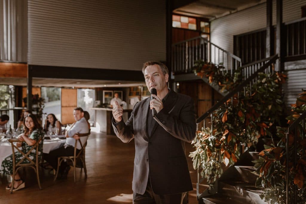 Narrows landing hamilton - MC scott talking to guests