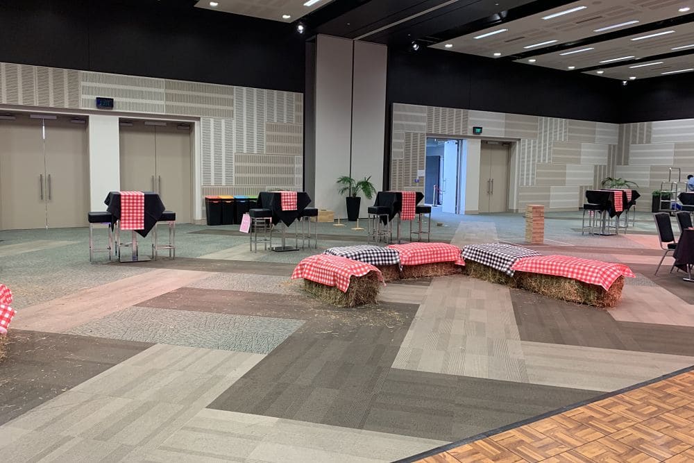 Heaphy Function room at Claudelands Event Centre - Hay Bales for Seating