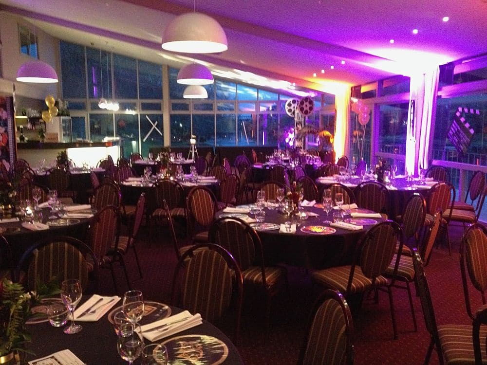 Gala funtions corporate events at The Ferry Bank, Decorated tables in the theme of Hollywood