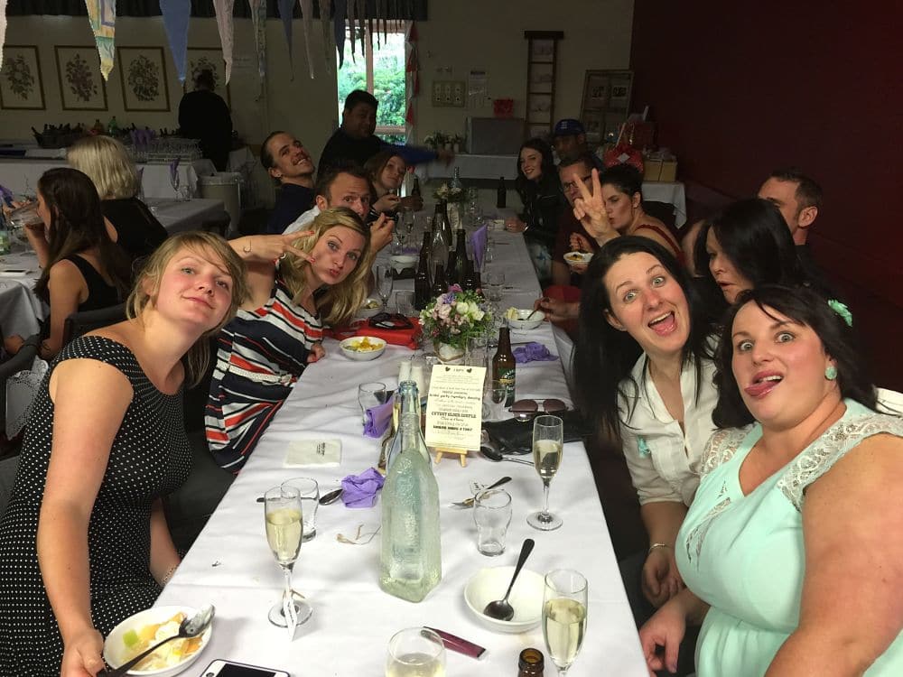 Hamilton Gardens Pavilion - The Chartwell Room Wedding reception guests posing for photo