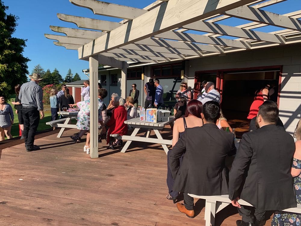 Inglewood Golf Club - Wedding guests drinking on outside club room deck