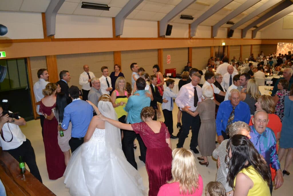 Matamata Civic Centre - Bride and bridesmaids conga line