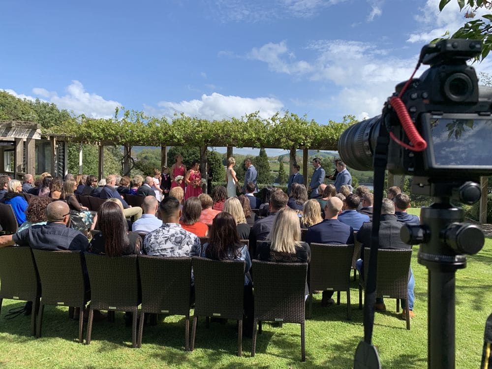 The Boatshed Karapiro - Wedding ceremony on lawn