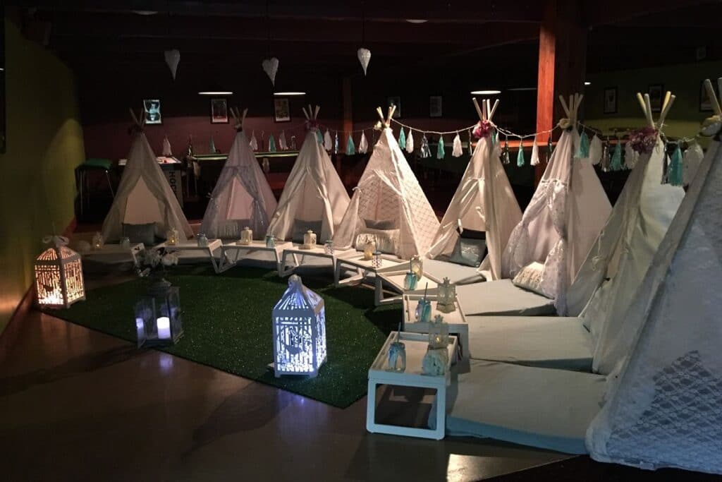 Kids Tee Pees from KMart set up in The Escape Room at The Narrows Landing