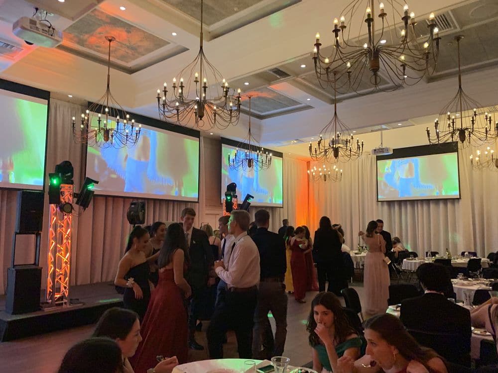The Plymouth International Hotel - Students dancing at school ball - DJ and 4 Video Screens