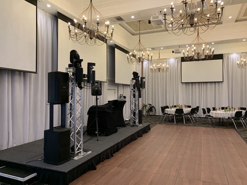 The Plymouth International Hotel - Grand Ball Room With DJ Equipment Set Up For School Ball Function