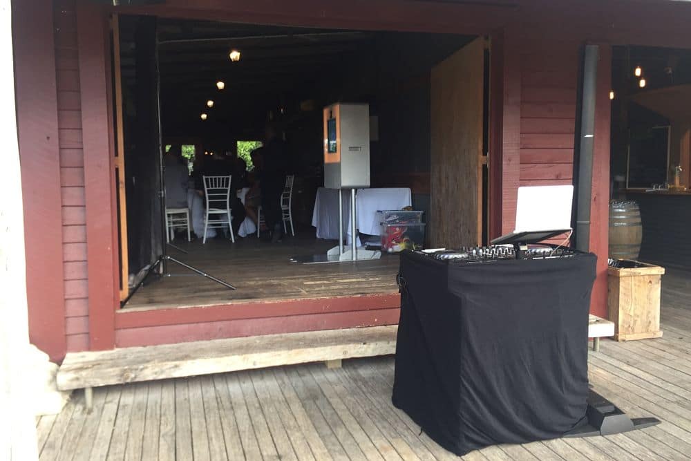 The Red Barn - DJ Equipment set up in barn