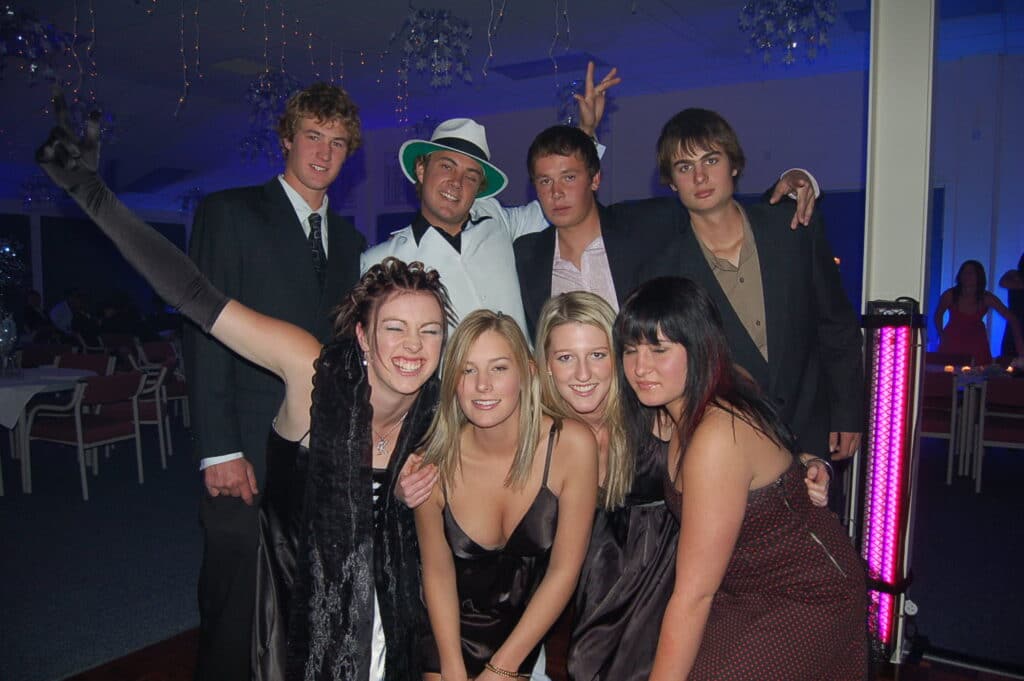 Whangamata Golf Club - Students posing on the dance follor at their 2002 school ball