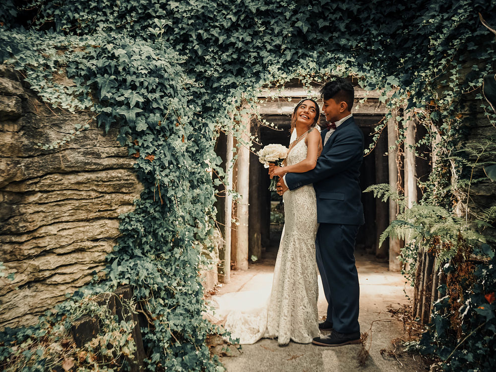 Woodside Estate - Bride and Groom Posing in Garden