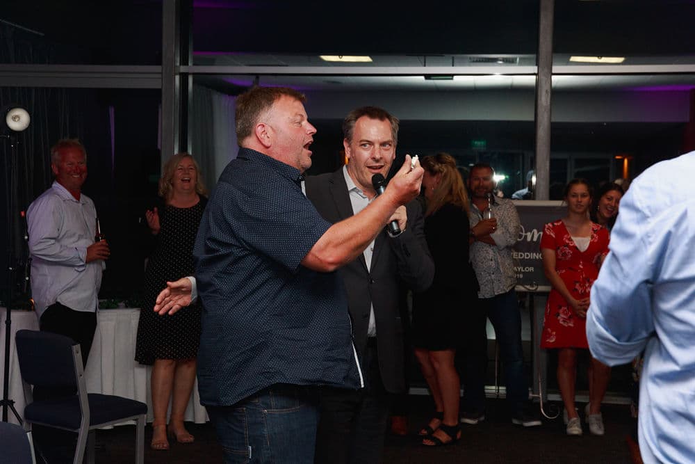 Awapuni Racing Function Centre - MC Scott presenting wedding guest gift