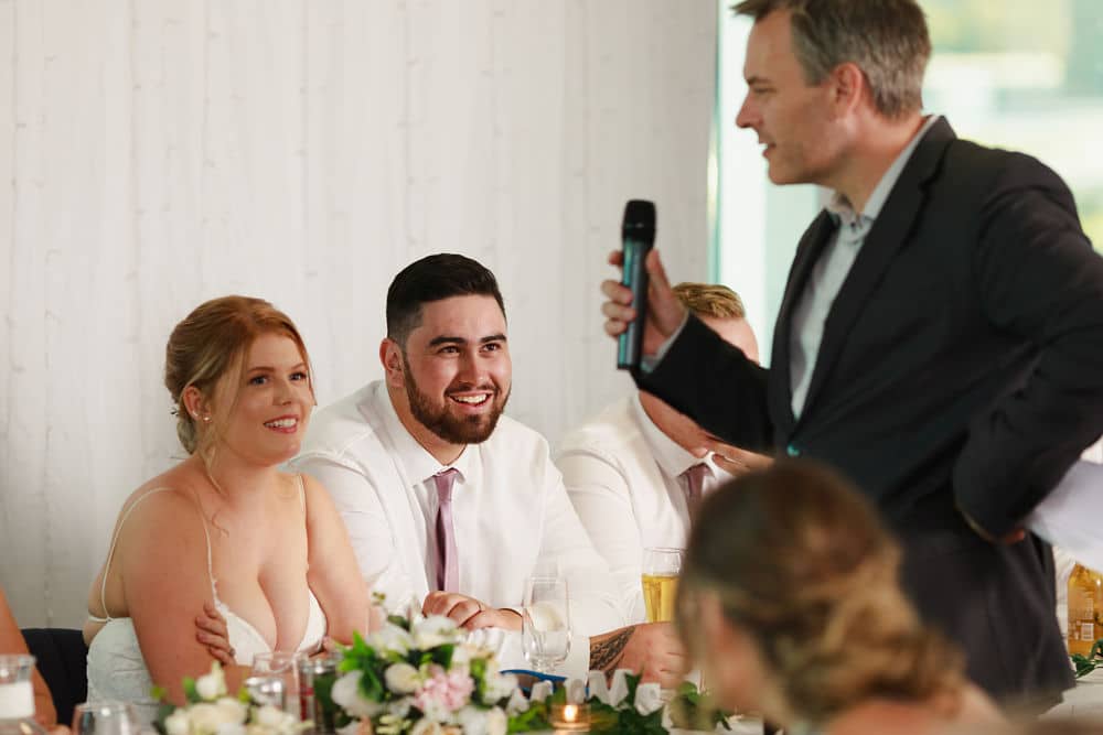 Awapuni Racing Function Centre - MC Scott interviewing bride and groom