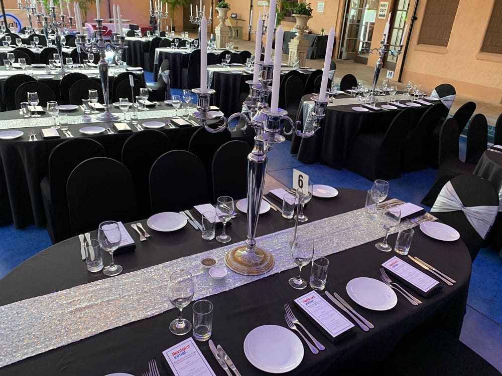 Blue Baths Rotorua - Guest Tables Corporate Function Black Linen