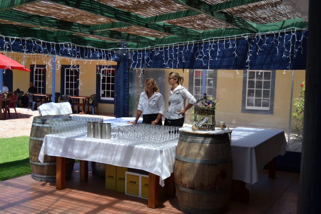 Brookfields Vineyards - Bar staff outside barr