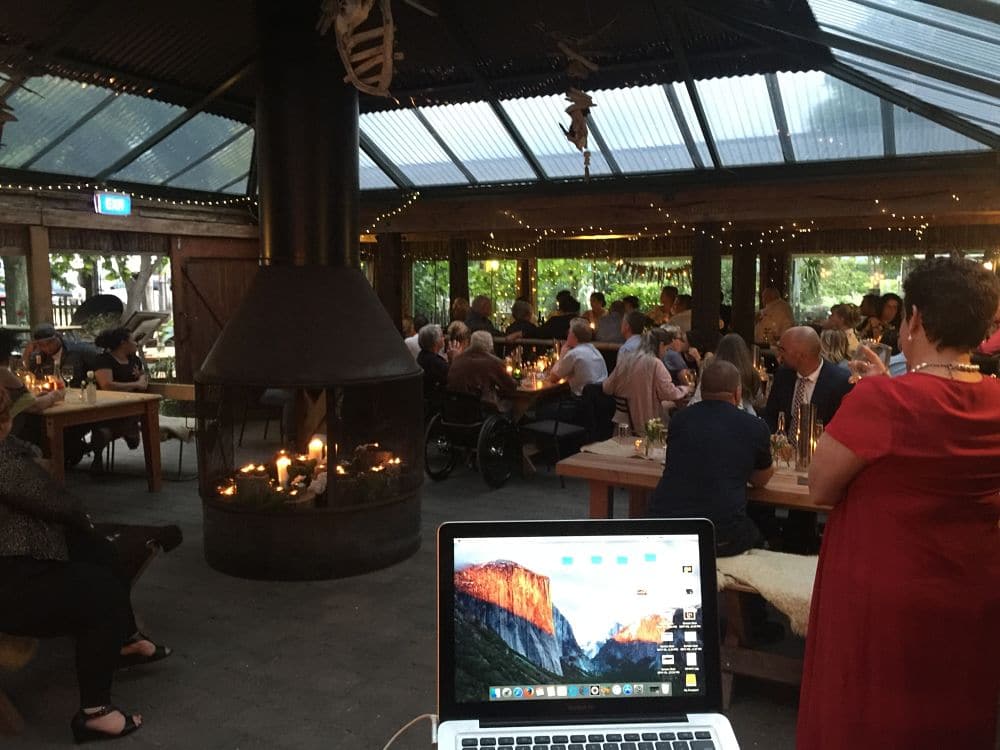 Crab Farm Winery - Reception room with central fire place