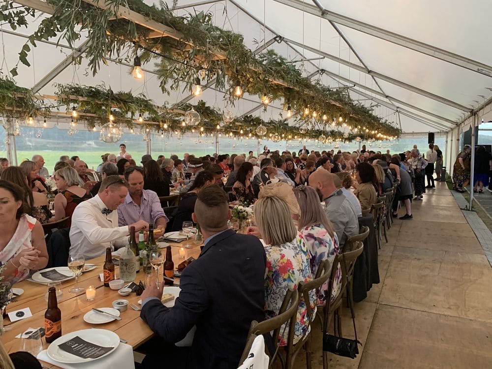 Poronui Lodge - Guests seated for dinner in Marquee