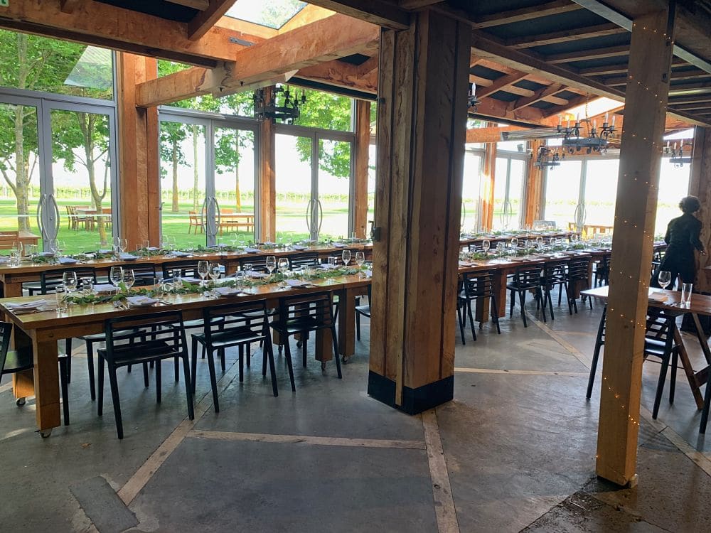 Te Awa Winery - Guest Tables set for wedding in Banquet Style