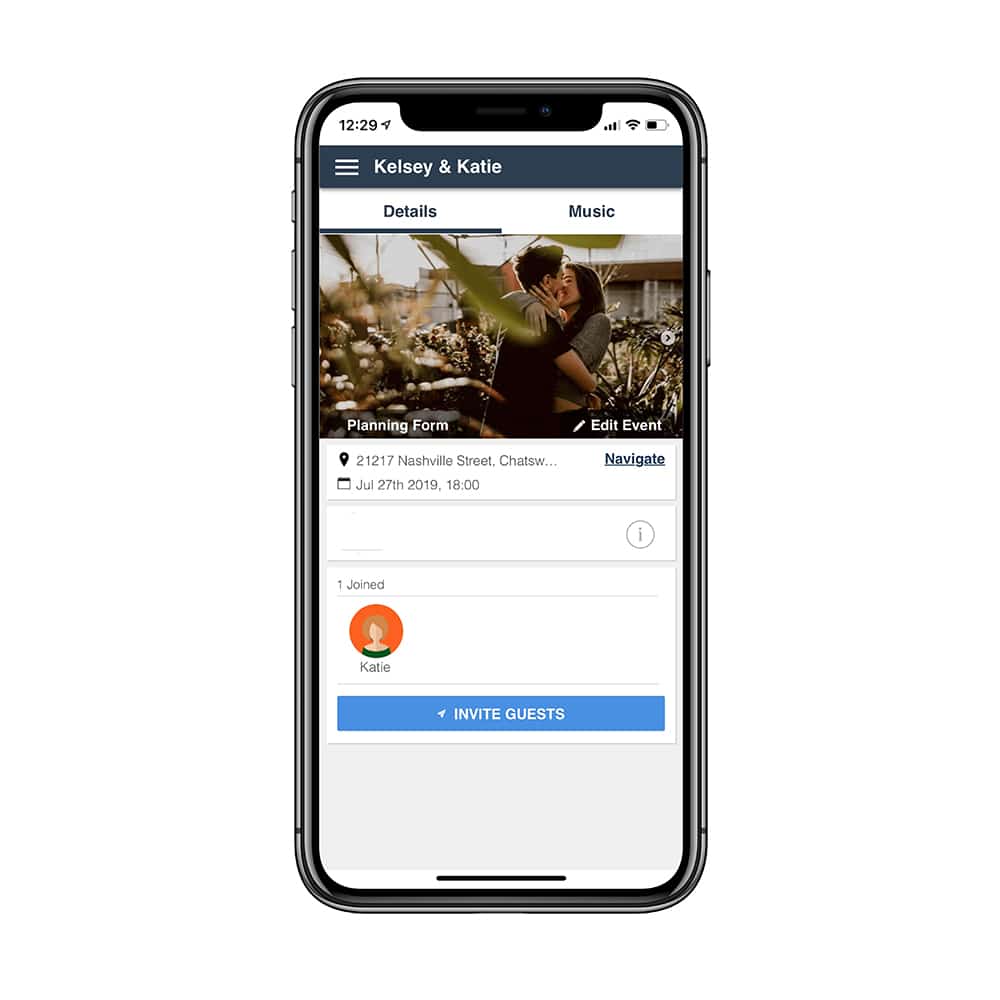 Selecting 'Edit Event' allows you to update your personal photo and you can invite your fiancé or committee organisers. For your guests use the “invite guests” option from the main page.